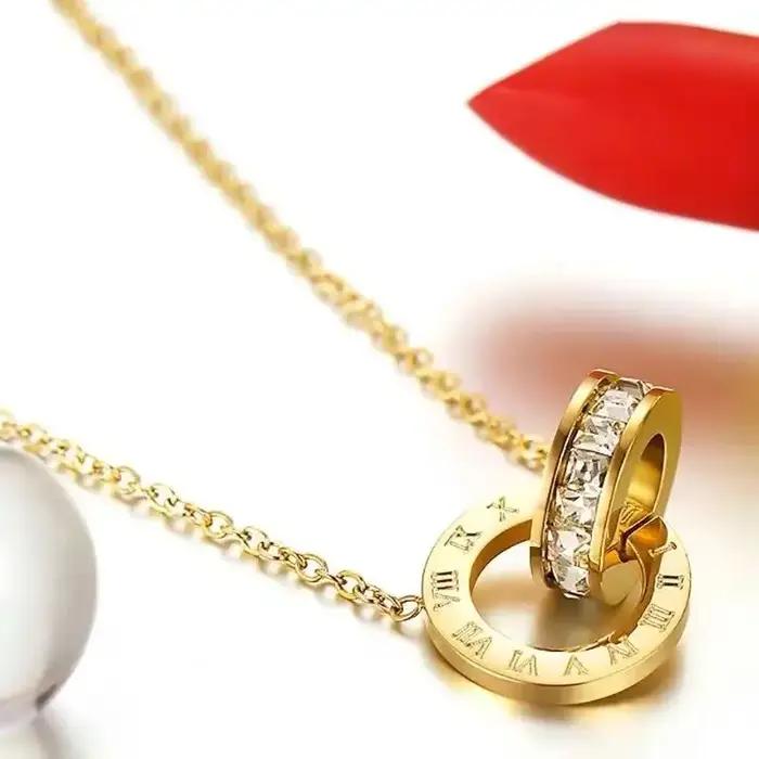 Collier classique pour femme avec chiffres romains et cristaux