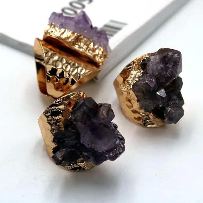 Bague en pierre d'yst brute irrégulière pour femme