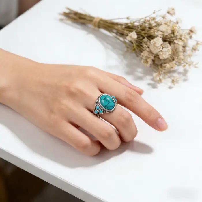 Bague tendance turquoise