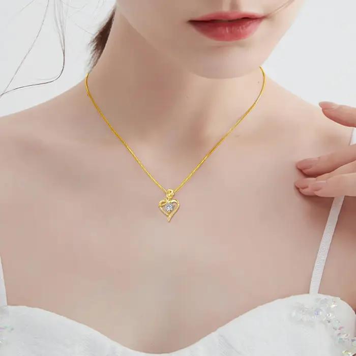 Collier en Moissonite Fleurs de Rose avec Pendentif Cœur et Certificat pour Occasions Spéciales Bijoux Luxe Fiançailles Mariage