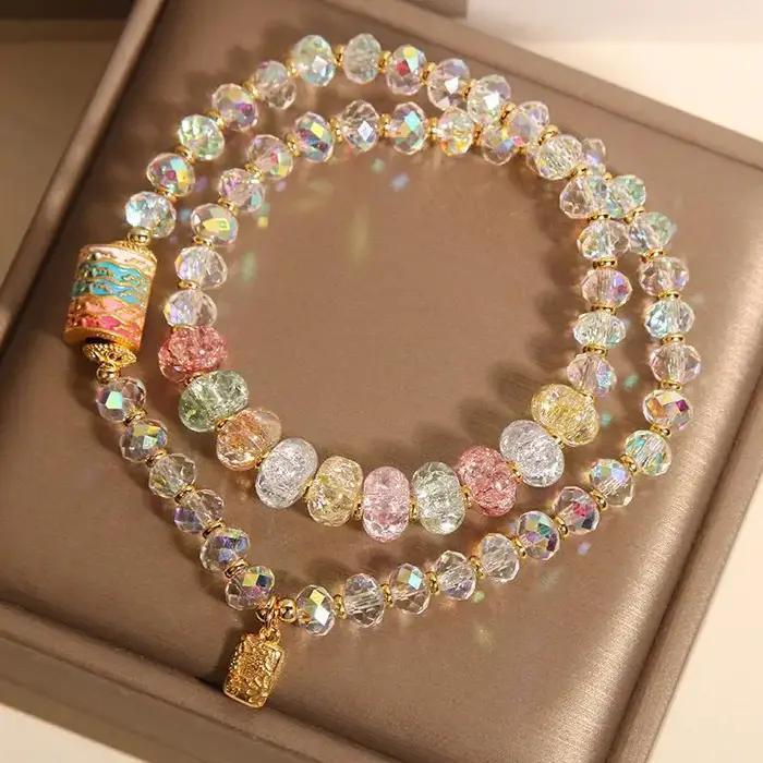Bracelet Double cercle en cristal blanc de style chinois pour femmes