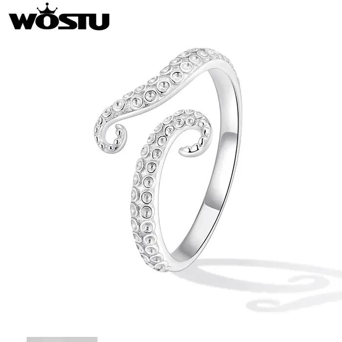 WOSTU Bague ouverte en forme de cheval de mer arc-en-ciel pour femme