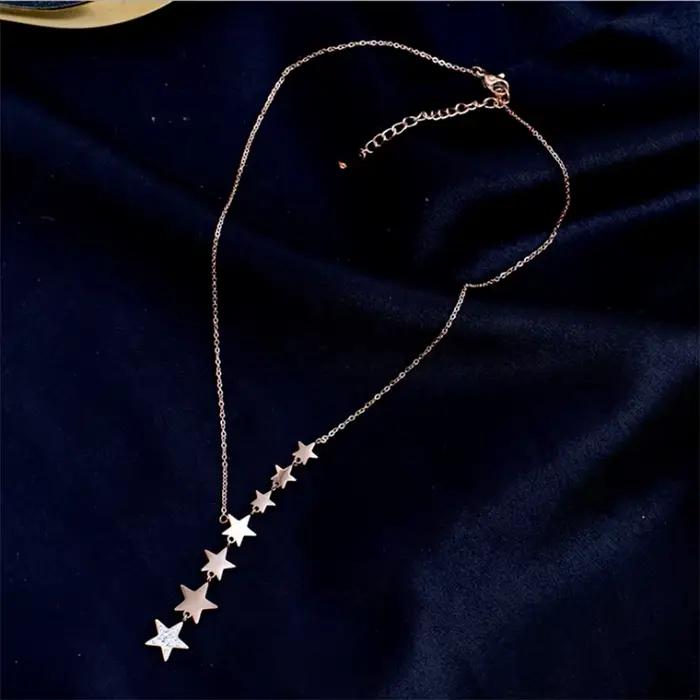 XIYANIKE 316L acier inoxydable étoiles Zircon colliers breloques chaîne