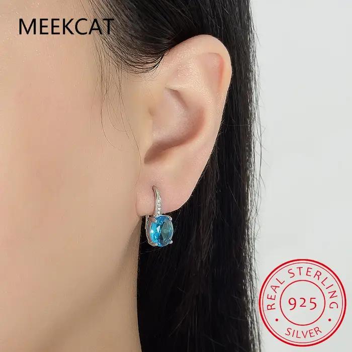 Boucles d'oreilles ovales naturelles en argent Sterling 925 pour femmes