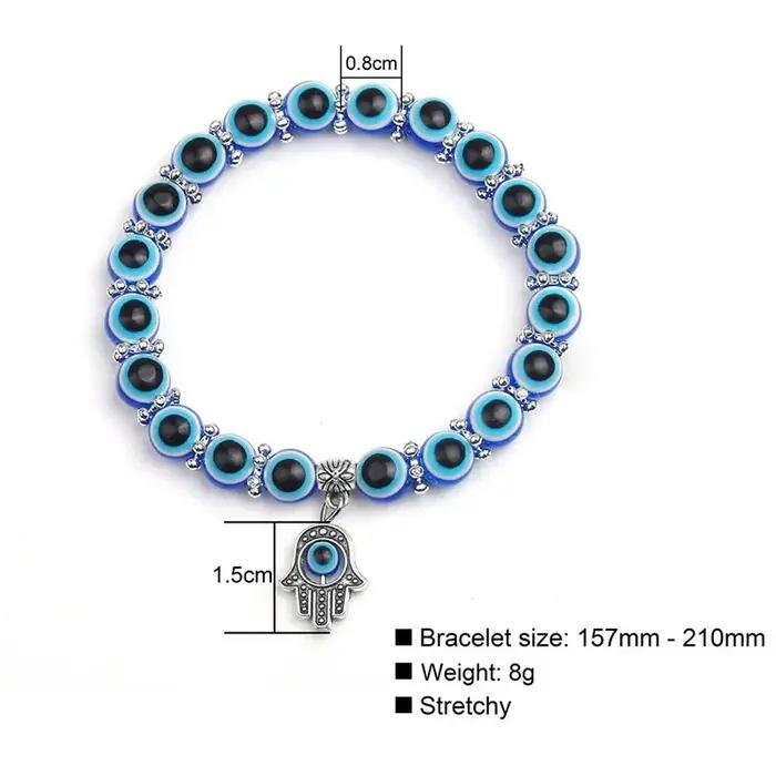 Bracelet mauvais œil bleu main de Fatima grec turc mille yeux pendentif de paume fait