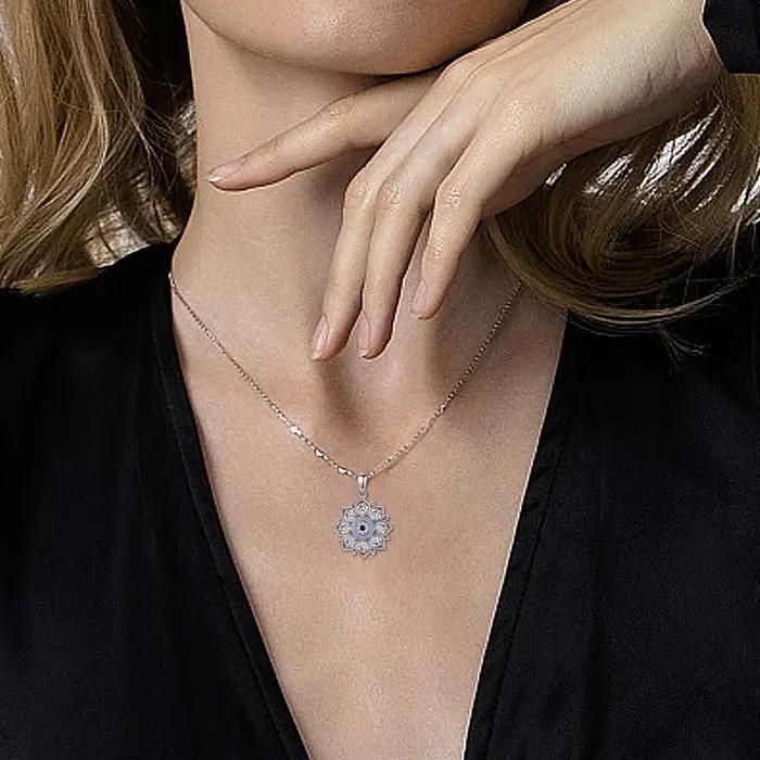 Eudora – collier en argent Sterling 925 pour homme et femme, pendentif Vintage en forme de fleur de Lotus, œil maléfique, bijou de personnalité, cadeau