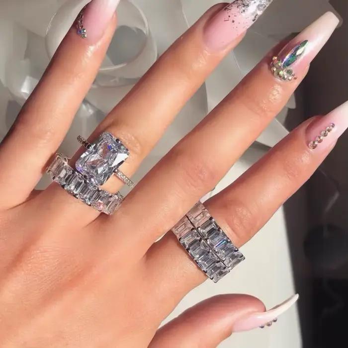 Bague en Zircon de laboratoire taille émeraude