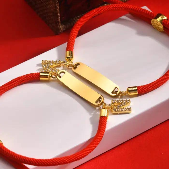Bracelet personnalisé réglable avec lettre initiale et nom pour petite fille et garçon