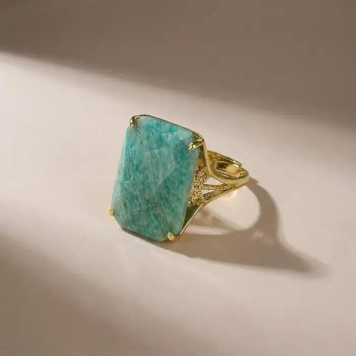 Bague en pierre d'améthyste naturelle pour femmes