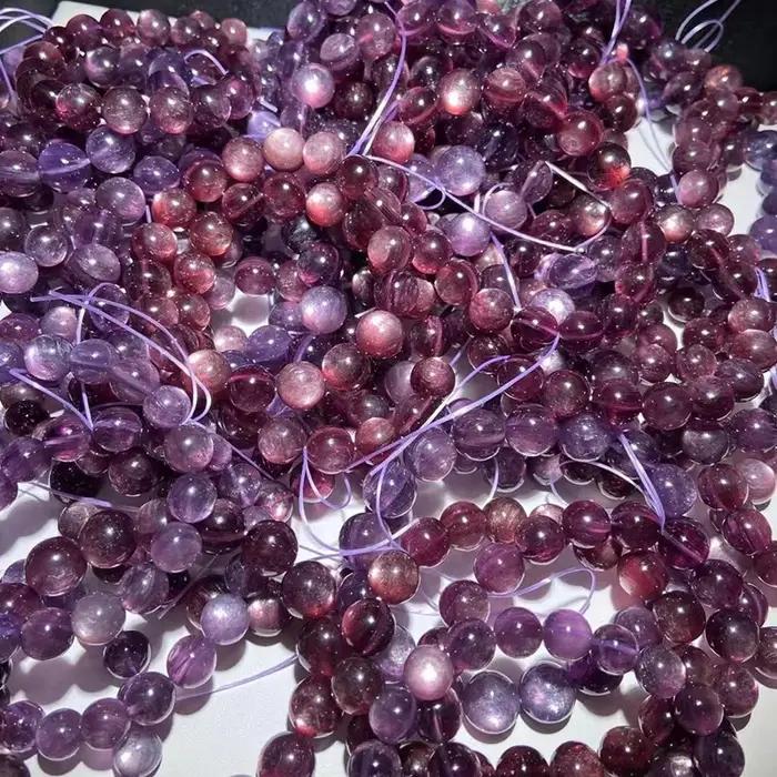 Bracelet en pierre de Lepidolite violette naturelle