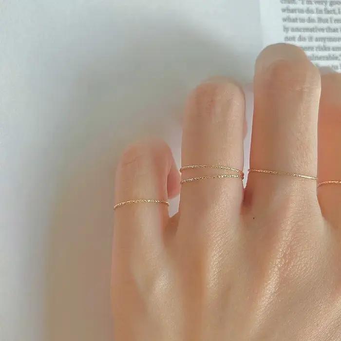Monkton – bague fine minimaliste plaquée argent 925 et or 14 carats pour femmes