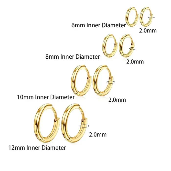 4 paires de boucles d'oreilles Huggie cerceau pour femmes en acier inoxydable hommes