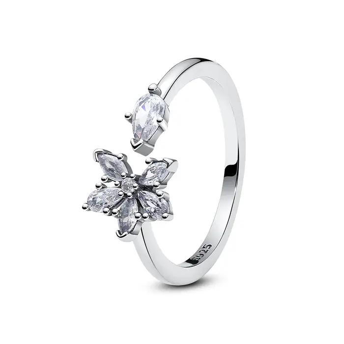 Bague originale en argent Sterling 925 pour femmes, soleil, lune, étoiles pavées de cristaux, anneaux empilables, cadeau de fiançailles, de mariage, bijoux de luxe