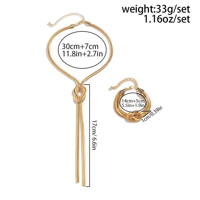 Ensemble collier/Bracelet chaîne à maillons croisés épais pour femmes