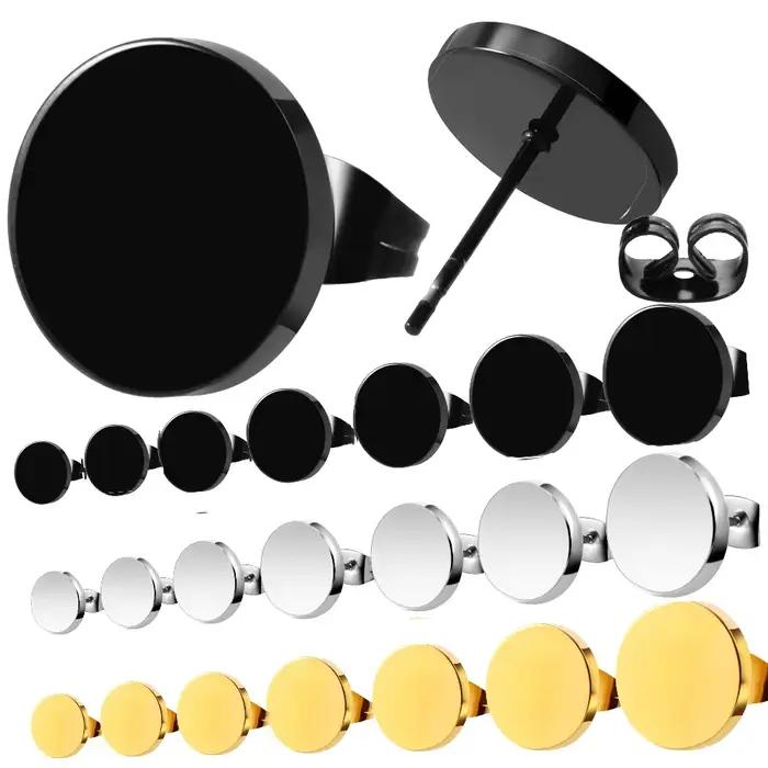 Boucles d'Oreilles en Acier Noir pour Homme