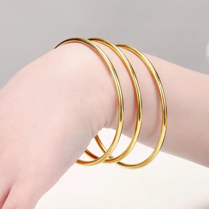 Bracelet rond minimaliste en acier inoxydable pour femmes