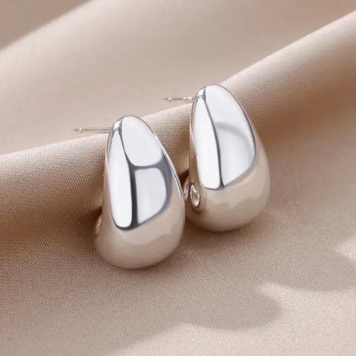 DOTEFFIL Vintage gros dôme boucles d'oreilles pour femmes or 925 argent épais larme boucle d'oreille