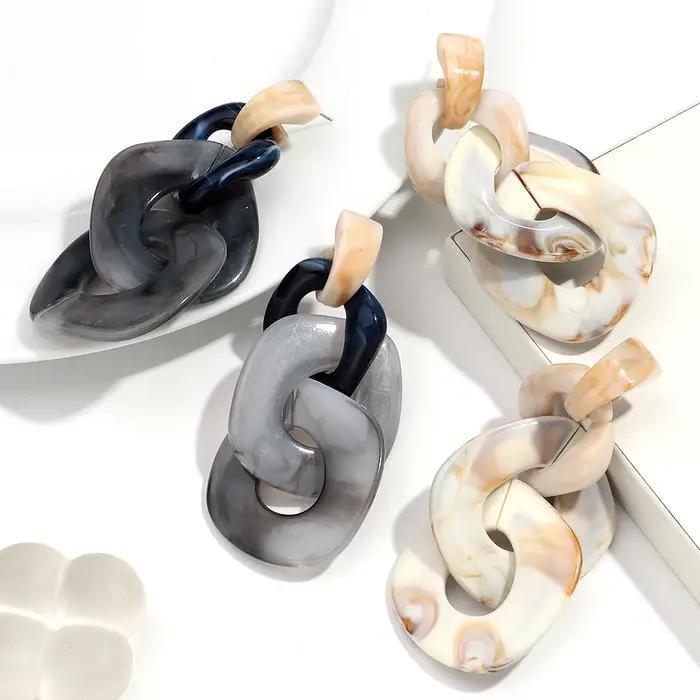 Grandes boucles d'oreilles Punk en acrylique rhomboïde géométrique