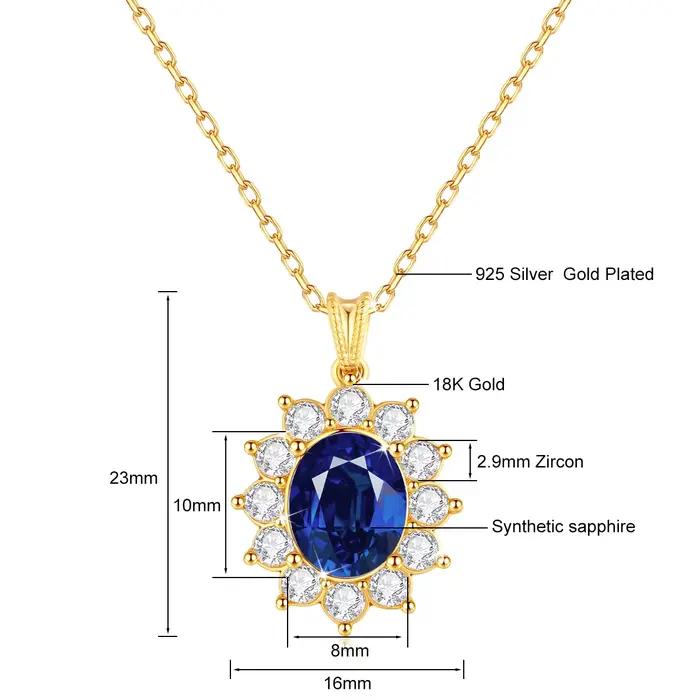 Szjinao – collier saphir bleu en or 18 carats pour femmes, pendentif princesse Kate, bijoux en or K,