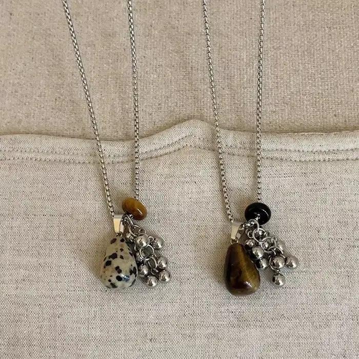 Collier avec pendentif en pierre d'oeil de tigre pour femmes style bohème romantique occasions spéciales cadeau pour anniversaire mariage noël