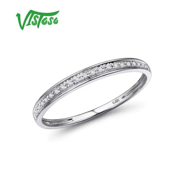 VISTOSO véritable 14 K blanc/jaune/Rose anneaux en or pour dame brillant diamant fiançailles anniver