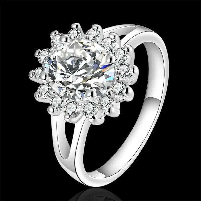 Marques populaires 925 en argent Sterling cristal fleur moissanite diamant anneaux pour les femmes mode cadeaux de fête de mariage bijoux