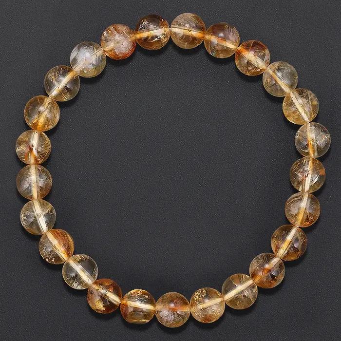 Bracelet Citrine 7A, bijoux porte-bonheur, bracelet naturel en pierre de cristal Citrine, pour femme