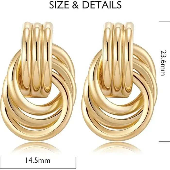 Boucles d'oreilles épaisses plaquées or 18 carats pour femmes