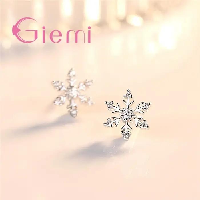 Boucles d'oreilles flocon de neige estampillées 925 pour femmes
