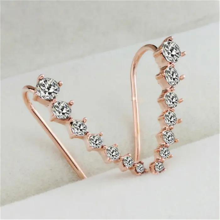 Boucles d'oreilles à tige en cristal pour femmes, grimpeurs d'oreille, boucle d'oreille en biscuits