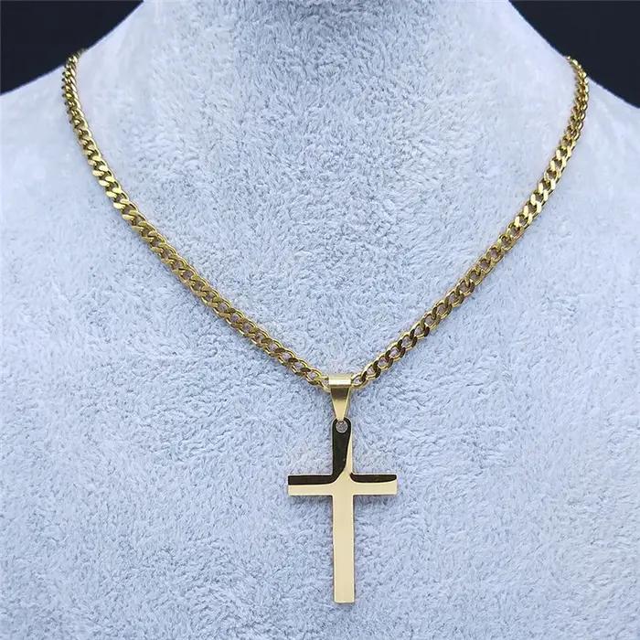 Collier Croix Hip Hop Unisexe en Acier Inoxydable Bijou Tendance Religieux pour Femmes et Hommes Occasions Spéciales