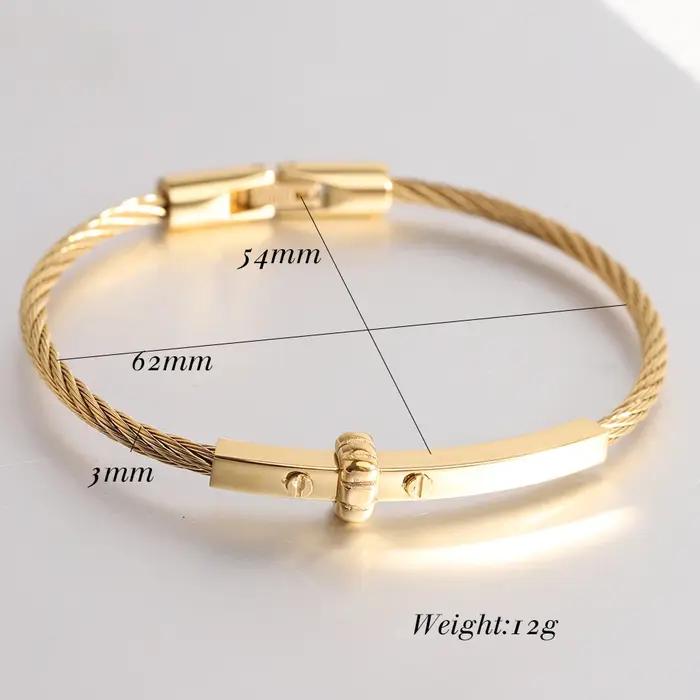 Bracelet en fil tressé tendance avec accent de barre en métal – Bijoux à serrure magnétique durables pour hommes et femmes
