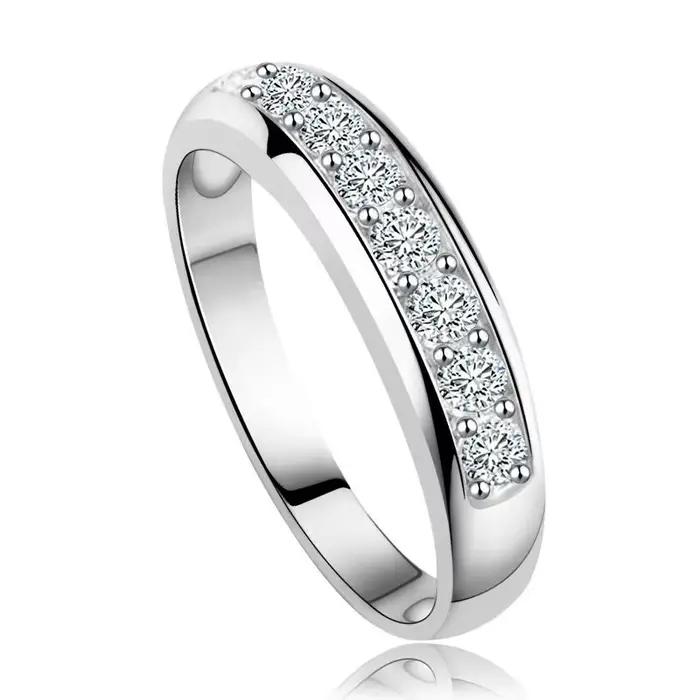 Bague en Argent Sterling S925 avec Barre de Diamants Zirconium pour Engagements et Mariages Fiançailles Éternité Bijoux de Mode pour Femmes Occasions Spéciales