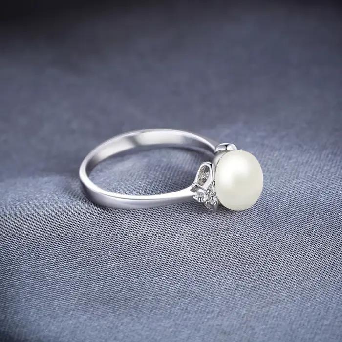 8mm Perle De Culture D'eau Douce 925 Bagues en Argent Sterling pour Les Femmes de Fiançailles Bague Tendance Cadeau De