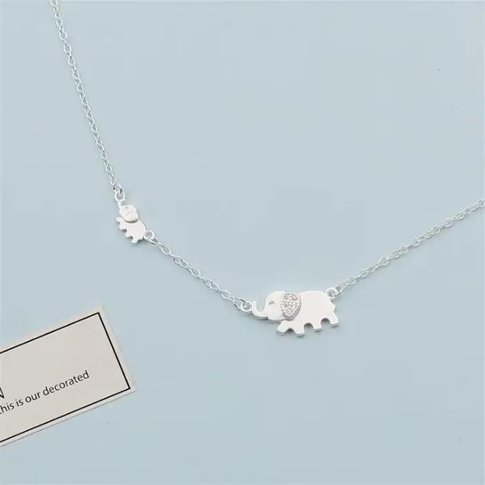 Style européen bijoux de mode nouveau petit éléphant 925 en argent Sterling mignon Animal cristal cl