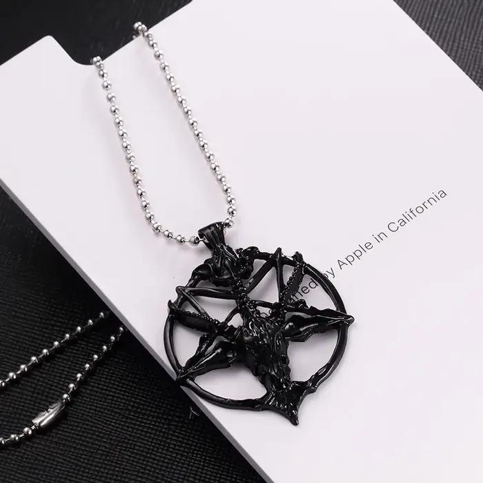 Bijoux fantaisie Vintage charme femmes hommes pentagramme Pan dieu crâne tête de chèvre pendentif chaîne colliers