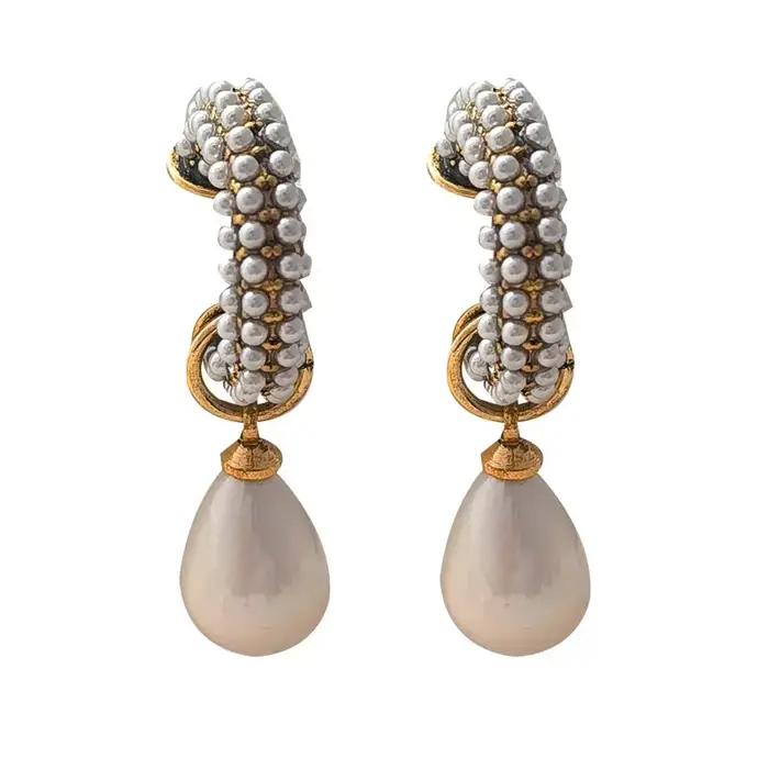 Boucles d'oreilles en forme de larme élégantes imitation perle pour femmes accessoires de mode bijoux tendance occasions spéciales