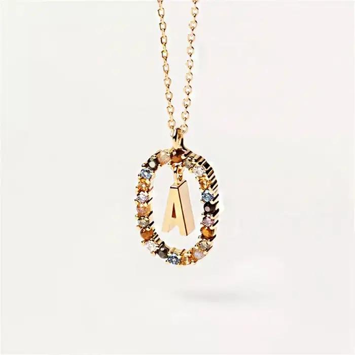 26 lettres anglaises pendentif collier Zircon mode a-z initiale M S C K Alphabet à la mode longue ch
