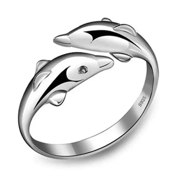 Ensemble de collier et boucles d'oreilles en forme de dauphin en argent Sterling S925