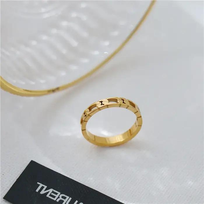 Bague torsadée à chaîne creuse française Vintage pour femmes