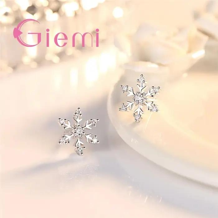 Boucles d'oreilles flocon de neige estampillées 925 pour femmes