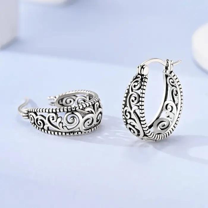 Boucles d'oreilles en argent sterling 925 avec zirconium blanc pour femmes style vintage pour occasions spéciales soirée party mariage anniversaire cadeau