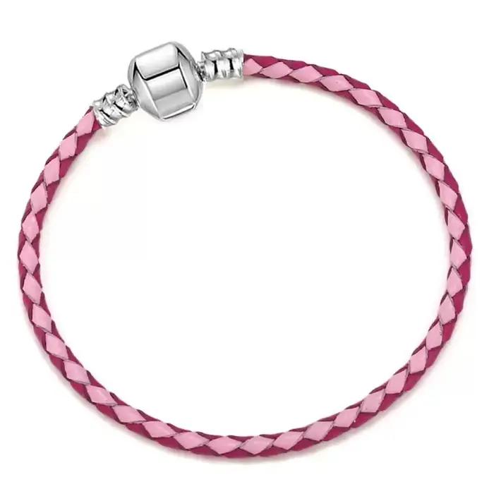 Bracelet en cuir classique, bracelet à perles rondes tendance, bracelet en argent pur S925, breloque DIY pour bijoux femme, cadeaux