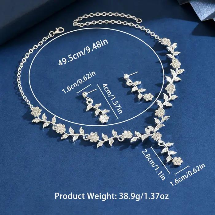 Parure de bijoux Collier et Boucles d'oreilles Feuille et Fleur Romantiques