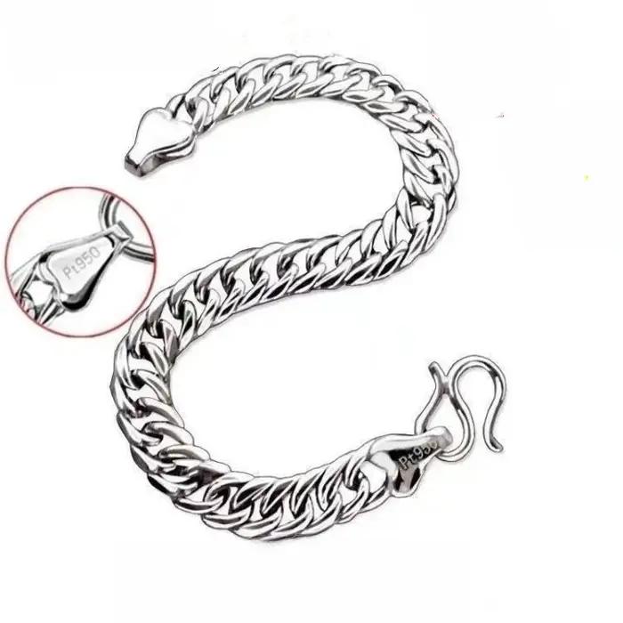 Bracelet chaîne en platine véritable PT950 pour homme, design masculin de luxe léger, bijou haut de gamme, cadeau pour petit ami