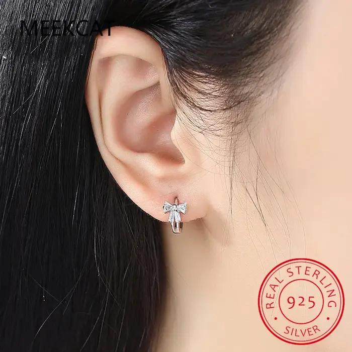 Petites boucles d'oreilles Huggie Hoop en argent regardé 925 pour femmes et filles
