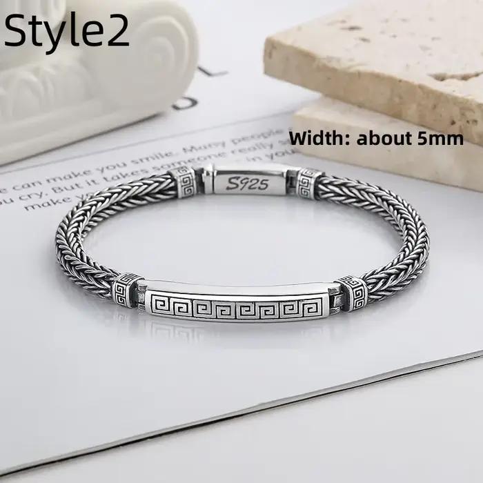 Bracelet rétro en argent sterling 925 pour hommes et femmes, personnalité à la mode, queue de renard