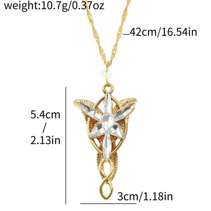 Arwen Evenstar-Collier avec pendentif en cristal doré pour femme et fille
