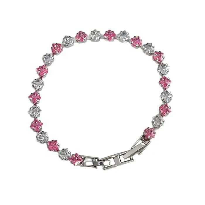 Bracelet en Zircon pour femmes, bracelets roses de luxe à la mode pour femmes
