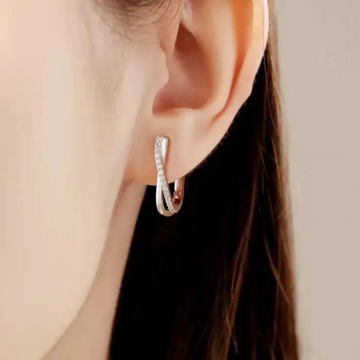 Boucles d'oreilles en argent Sterling 925 et cristal de zircone pour femmes